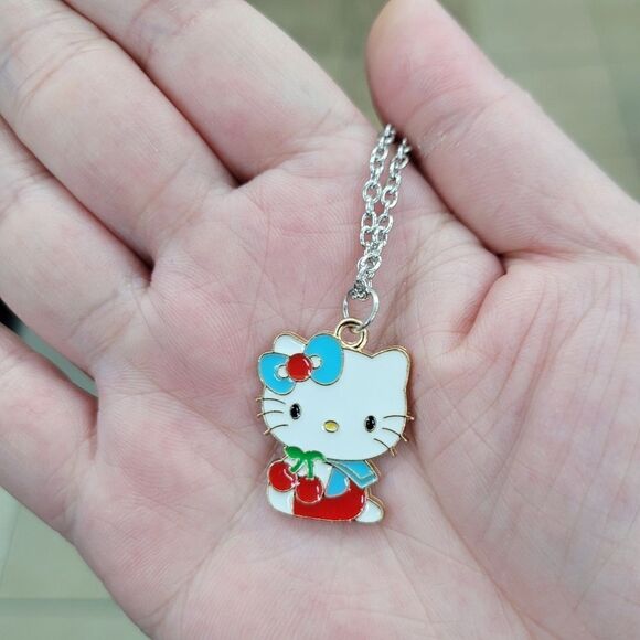 Brand New Hello Kitty Cherry Silver Necklace - Picture 1 of 5
